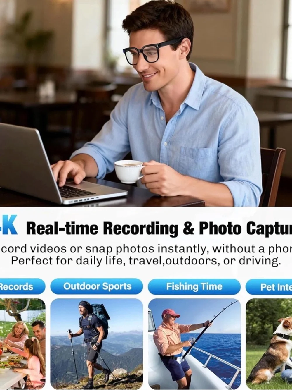 Smart Camera Glasses - Black